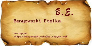 Benyovszki Etelka névjegykártya